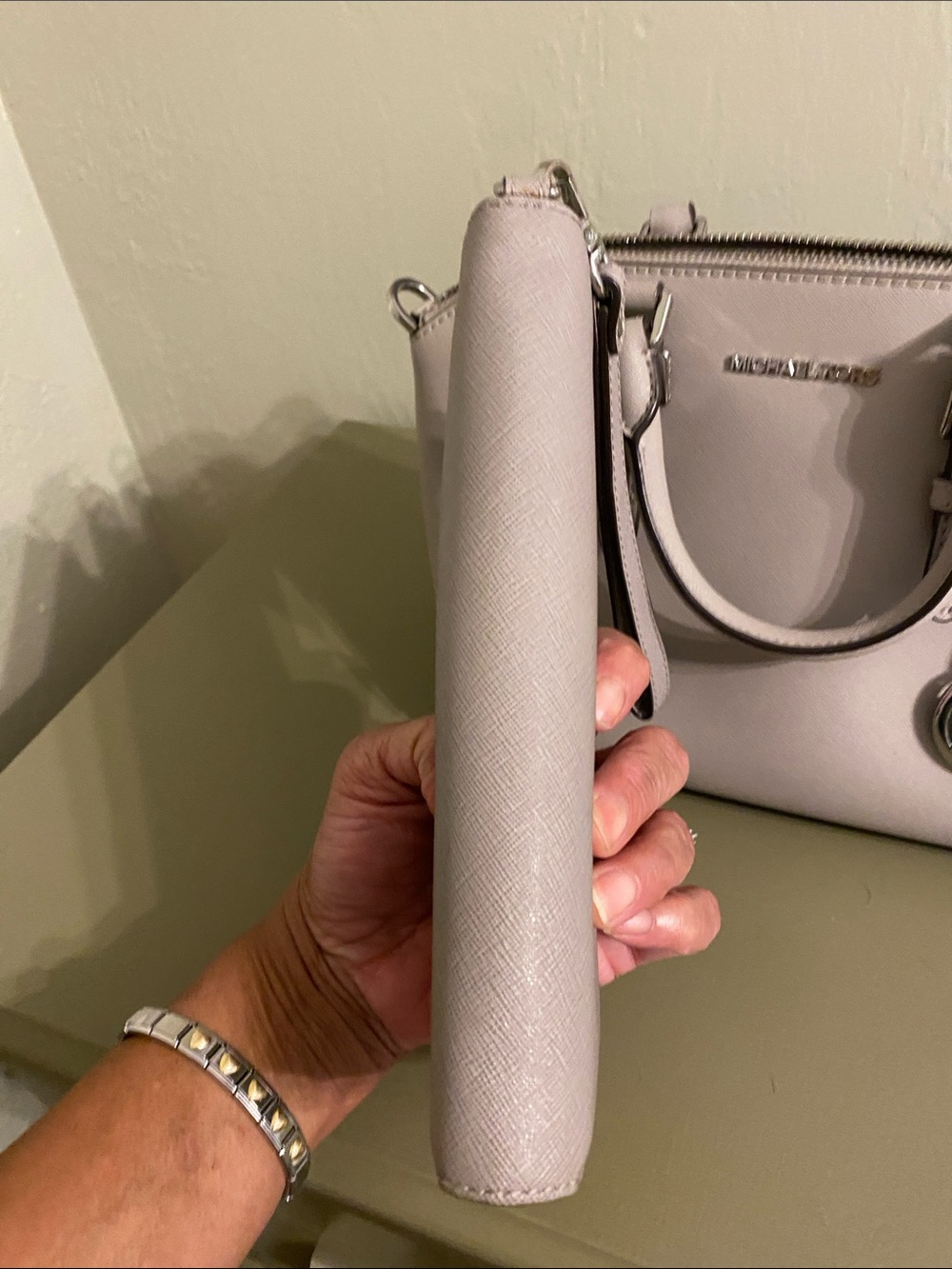 Michael Kors Light Gray Satchel with Matching Wristlet - Picture 7 of 12